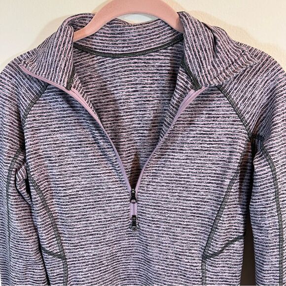 Lululemon Race Your Pace 1/2 Zip Gray Purple Striped 4 - Picture 4 of 14
